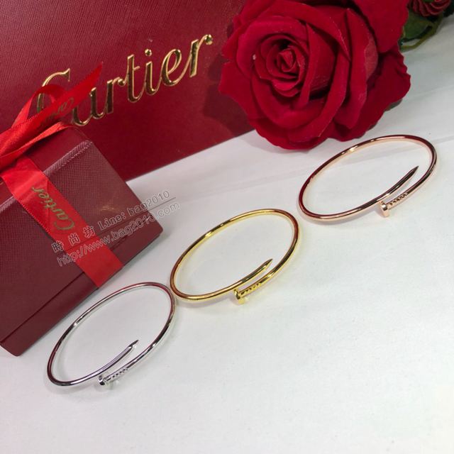 Cartier首飾 卡地亞細版釘子手鐲 S925純銀彈力細版 卡地亞釘子手鐲無鑽版  zgk1339